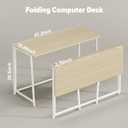 WOHOMO Folding Desk, Small Foldable Desk 47.2" for Small Spaces, Space Saving Computer Table Writing Workstation for Home Office, Easy Assembly, Oak, Extra Large Size:47.2 x 19.6