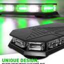 HLauto 406D Rooftop Emergency Strobe Lights Bar, 102 LED Green White Mini Beacon Safety Flashing Warning Traffic Lights Bar w/Magnetic Base for 12-24V Trucks, Construction Vehicles, Snowplow, Cars