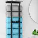 STWWO Towel Racks for Bathroom, Bathroom Towel Storage Wall Mounted 30 inch with Shelf Can Holds 6 Large Towels, Wall Towel Rack for Rolled Towels, Black