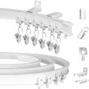 Ceiling Curtain Track, Flexible Bendable Curtain Rail System, 20Ft Wall Mount Heavy Duty Sliding Room Divider Ceiling Track for Curtains, RV, Shower, Hospital (White)