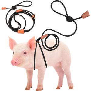 Mini Pig Harness & Leash, Pet Pig Supplies, Adjustable Rope (9 inches Long -1/2 inches Diameter), Suitable for Small and Medium-Sized Pet Pigs(Black)