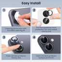 4 x Compatible for iPhone 17 Camera Lens Protector, Explosion-Proof 9H Tempered Glass with Clear Original Style Ring, Ultra HD Clarity, Anti-Scratch Lens Protection Cover, Case Friendly (Clear)