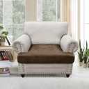 T Cushion Chair Cover Leather-Look 1PC Stretch Chair Seat Slipcover for Living Room Individual Armchair Couch Cover Seat Covers with Elastic Bands, Pet-Friendly, Non-Slip - Dark Brown