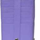 Leatherboss Genuine Leather Women's All in One Credit Business Card Case Holder Slim Zipper Wallet With a Card Protection Strap, Purple