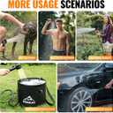 Portable Shower for Camping, 8000mAh Rechargeable Camping Shower Pump with XL Foldable Bucket, IPX8 Waterproof, Surrounding Water Inlet, 5 Pressure Modes Outdoor Shower Pump for Hiking, Travel, Pet