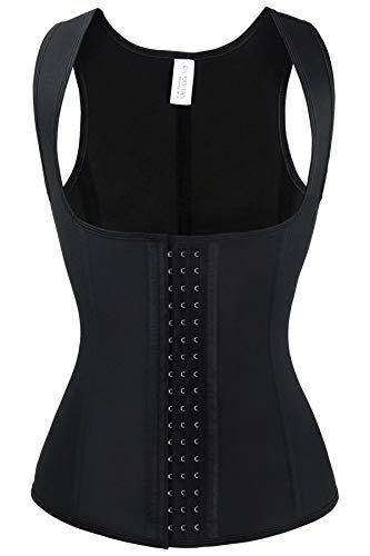 Charmian Women's Latex Underbust Waist Training Cincher Steel Boned Body Shaper Corset Vest Vest-Black X-Large