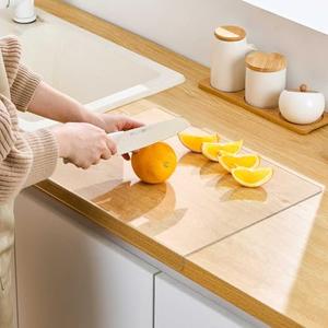 TOPSKINOY Clear Acrylic Cutting Board, 17.7x13.7 Inch with Counter Lip, Non Slip for Kitchen Utensils