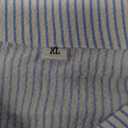 Women's Striped Button Down Shirts Long Sleeve Smocked Cuffed Oversized Boyfriend Blouses Collared Work No Pockets Tops (X-Large, Blue and White Striped)