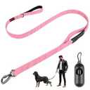 Heavy Duty Dog Leash, Laqibak Double-Sided Reflective Double Handle Dog Leash - Double-Layer Thickening, Lockable Safety Carabiner Design, 6 FT Perfect for Medium & Large Dogs Joyful Strolls, Pink