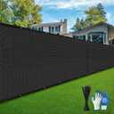 Privacy Fence Screen,with Gloves, 6X50FT Heavy Duty 220GSM 98% Blockage Privacy Screen Fence for Outdoor Wall Garden Yard Backyard (Black)