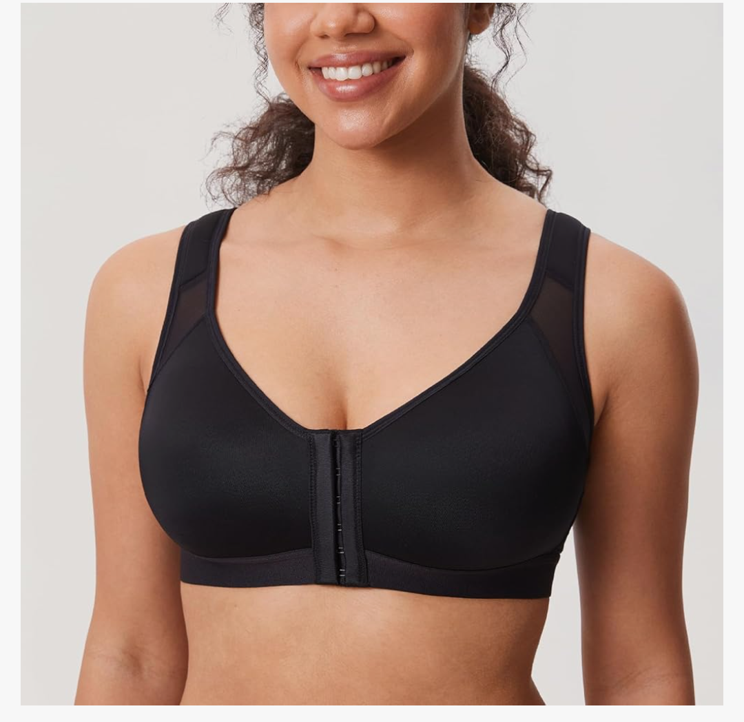 DELIMIRA Women's Front Closure Posture Wireless Back Support Full Coverage Bra. Size W811S