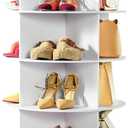 VEVOR 7 Tiers Rotating Shoe Rack Tower, 360 Spinning Shoe Rack, Revolving Storage Round Carousel Display, Freestanding Lazy Susan Organizer Display for Bedroom, Living Room, Entryway, Closet, White