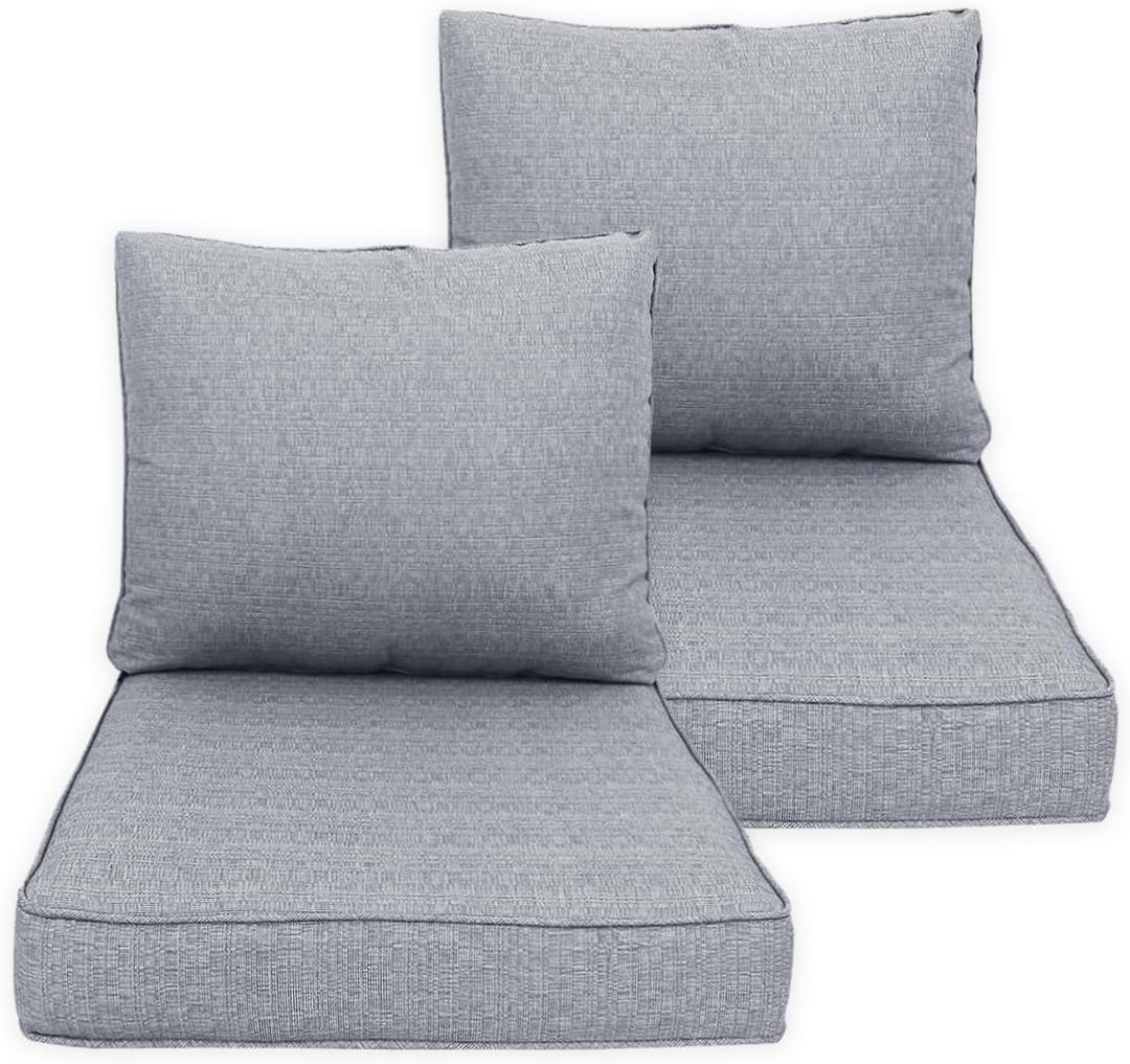 24x28 inch Outdoor/Indoor Deep Seat Cushions Set of 2 Deep Seat Bottom Resilient Foam Filling Water Repellent Stain-Resistant UV Resistant Weather Resistant Patio Furniture Stone Gray