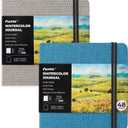 Funto Watercolor Journal, Square, 5.5x5.5, Portable 2-Pack, 48 Pages Each, Gray&Blue Cover, 110lb/230gsm, Art Supplies for Mixed Media