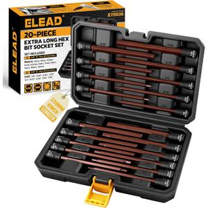 Extra-Long Allen Hex Bit Socket Set: 20-Piece 3/8 Inch Drive, 150mm S2 Steel, Standard SAE & Metric (1/8-Inch - 7/16-Inch, 3-12mm) for Impact Drills and Ratchet Wrenches