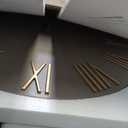 Oversized Modern Wall Clock - 30 inch, Contemporary Simple, Cement Gray, Gold Roman Numerals, Metal Face, Battery Operated, Minimalist Decorative Wall Clock for Living Room, Entryway, Kitchen, Office