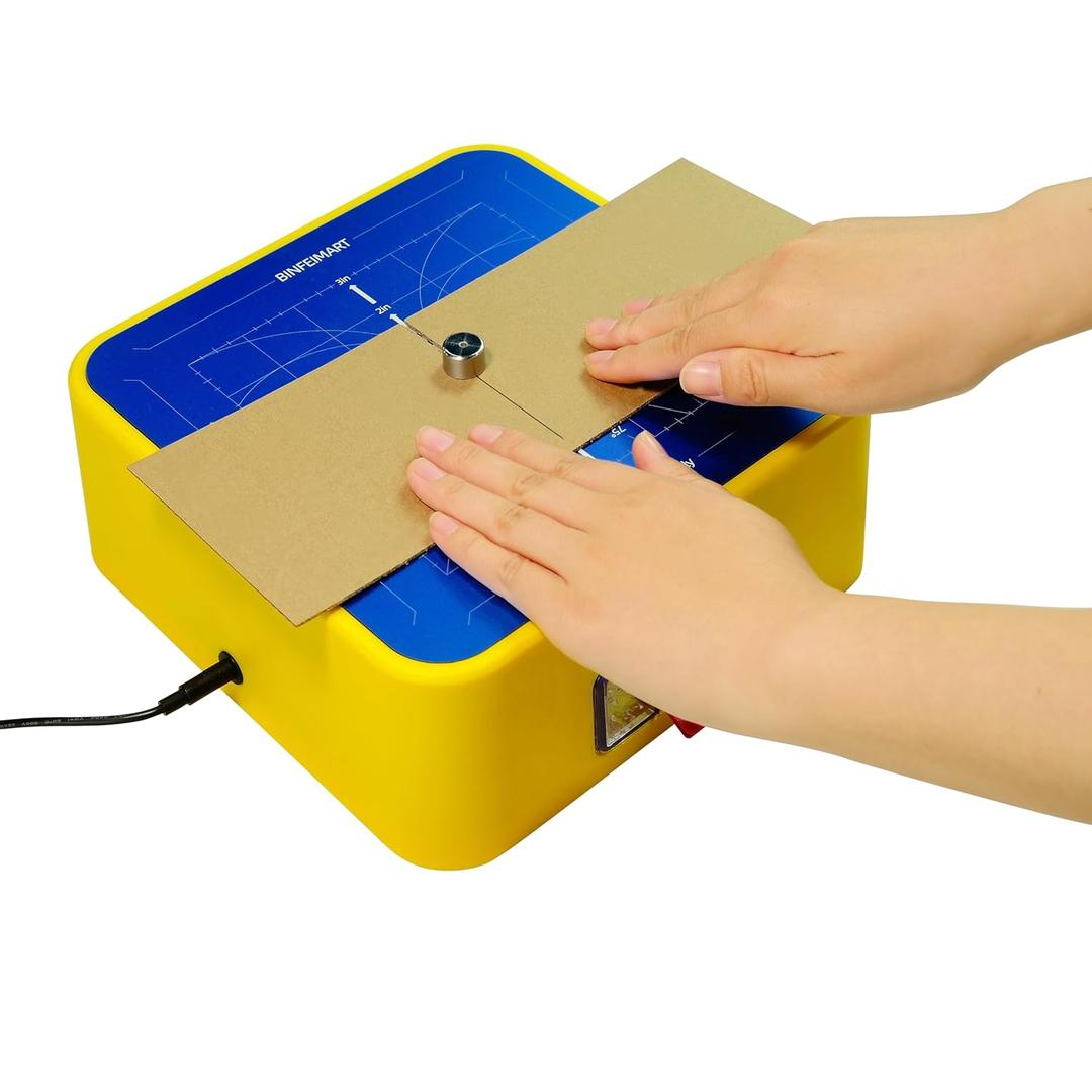 | Kid-Safe Cardboard Cutting Toy for Ages 4+ | STEM Educational Electric Craft Tool with Lighted Scrap Drawer & Durable Aluminum Panel