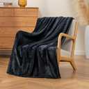 Luxury Fleece Warm Throw Blanket, Soft Lightweight Velvety Plush Throw for Couch and Bed, Cozy Comfy for All Seasons(Black, 5070 Inches)