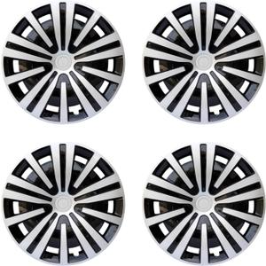 Hubcap Wheel Cover Replacement R14 Hub Caps Universal Wheel Rim Cover ABS Material Exterior Accessories Snap On Car Truck SUV -Set of 4 (14-Inch, Silver-Black)