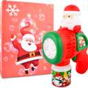 Christmas Bubble Machine Toys for Kids,Automatic Electric Battery Powered Bubble Gun with Bubble Solution,LED Light,Leakproof Bubble Blower Toy for Christmas Birthday Party Favors Gifts (Santa Claus)