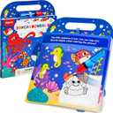 JoyCat Ocean Water Coloring Book for Toddlers 3-5, Reusable No-Mess Water Painting Book with Water Pen, 13 Activity Pages, Travel Toy Gift for Boys & Girls