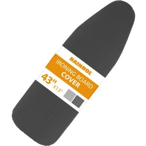RAINHOL 43x13 Small Ironing Board Cover and Pad, Iron Board Replacement Cover, Thick Felt Padding, Scorch Resistant 100% Cotton, Heat Reflective, Elastic Edge, Black