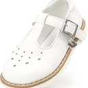 Baby Mary Jane Shoes Flower Infant Newborn Walking Dress Shoes for Wedding Party(Infant/Toddler) (White, US3)