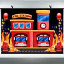Fire Station Party Backdrop Fire Truck Cake Table Decorations Alarm Bell Fire Hydrant Fire Background Photography Props 7x5ft BJLSFH227