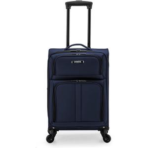 U.S. Traveler Anzio Softside Expandable Luggage with Spinner Wheels, Navy, 22-Inch Carry-on