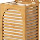 Laundry Hamper, 22.5 Gallon (85L) Bamboo Wood Clothes Laundry Basket with Lid and Handles, Removable Liner (Natural, Large)