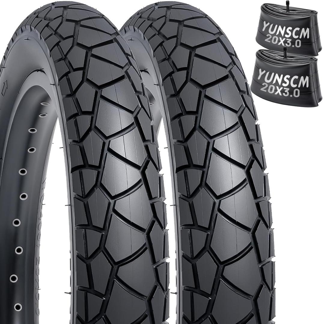 YUNSCM 2-PCS 20x3.0/76-406 E-Bike Fat Tires Compatible with Electric Bike 20 X 3 All-Terrain Directional Tread Bicycle Tires