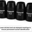 CASOMAN 10Piece Impact Socket Set-10mm, 1/4" & 3/8" Drive, Deep & Shallow, Metric, Black Phosphate Finish