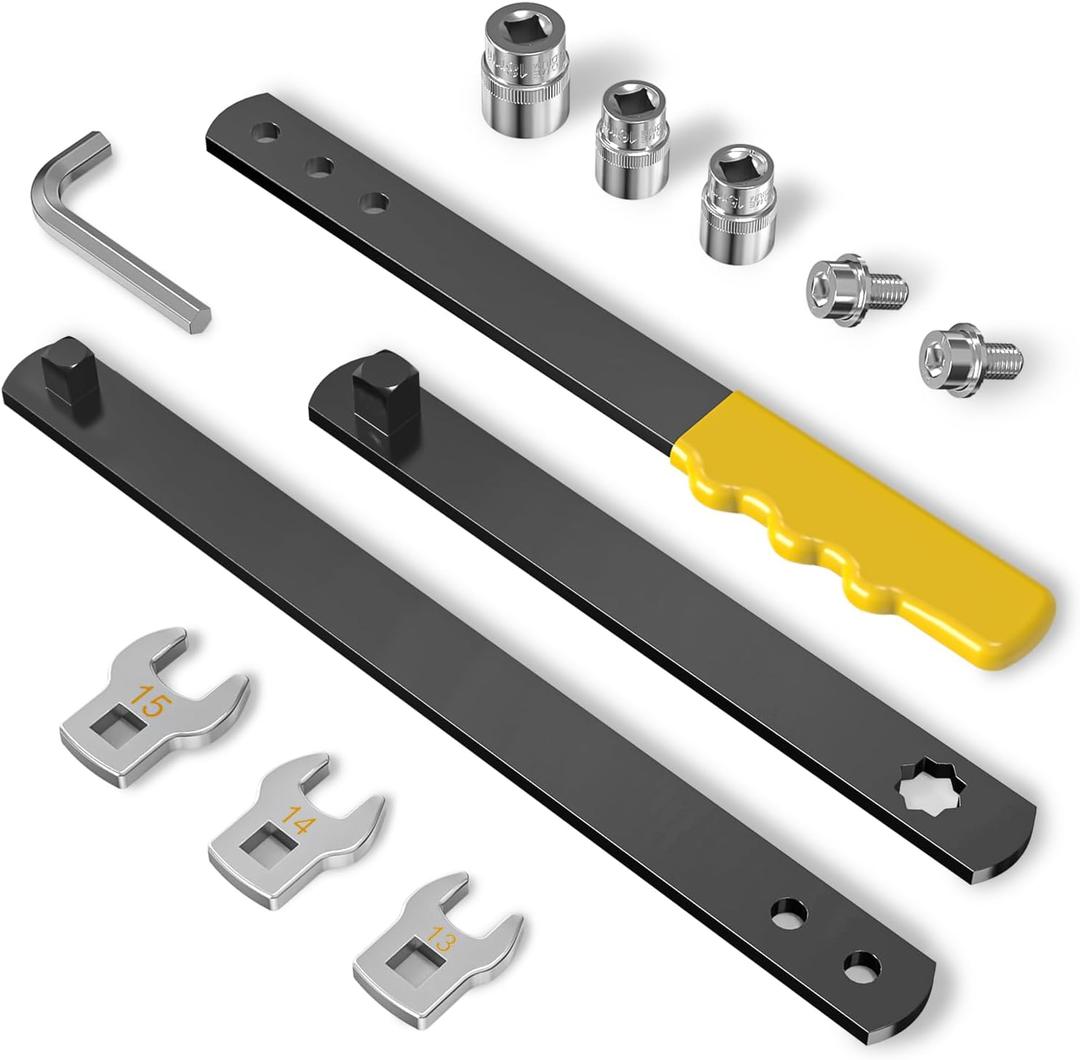 11PCS Universal Serpentine Belt Tool Kit, 3 Sockets (15,16,18mm) & 3 Die Wrench (13,14,15mm), Tensioner Wrench & Belt Removal Tool for Auto Repair, Maintenance & Pulley Release