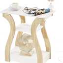 End Table with Charging Station, Side Table with USB Ports and Outlets, Nightstand, 3 Tier End Table with Storage Shelf for Living Room, Bedroom (White)