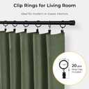 INOVADAY 100% Blackout Curtains for Bedroom Black Out Curtains 80 Inch Long | Moss Green Living Room Curtains 2 Panels, Clip Rings Linen Look Blackout Drapes, Thermal Insulated Room Darkening, W50xL80