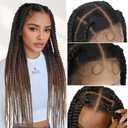 Lady Miranda Full Lace Jumbo Braided Wigs for Black Women Knotless Box Braid Wig with Baby Hair 32" Glueless Wigs Jumbo Box Braids Lace Front Synthetic Wig (1B/30/27)