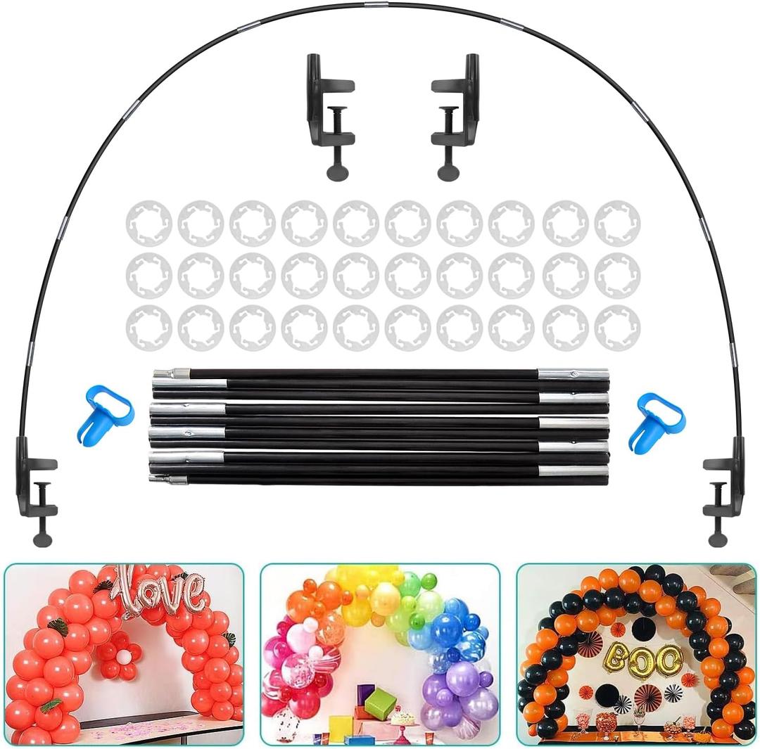 AXHJ 13Ft Adjustable Balloon Arch Stand Kit, New Reusable Table Balloon Arch Kit with Base High Strength Glass Fiber Pole for DIY Party Wedding Birthday Baby Shower Kids Decorations