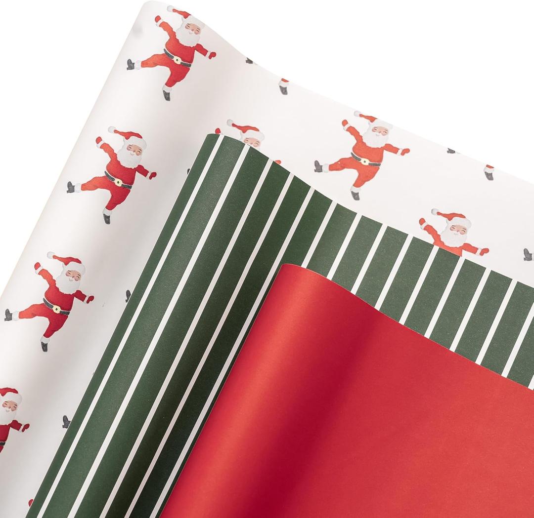3 Pack  Merry Market Satin Christmas Wrapping Paper (Santa) 30” x 168”