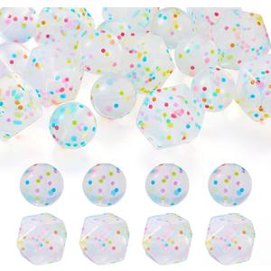 Beadthoven 20pcs Christmas Confetti Silicone Beads, 15mm Glitter Assorted Silicone Beads for Keychain Making Colorful Dots Rubber Spacers for DIY Pens Lanyard Bracelet Jewelry Making Halloween