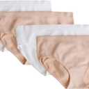 Fruit of the Loom Girls' Multi-Pack Seamless Bikini Briefs  Ultimate Comfort & Flexibility (Large, Sand/White 4-pack)