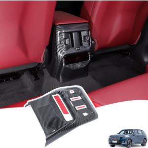 Rear Air Vent Outlet Panel Anti Kick Cover Compatible with BMW X3 2025 2026 Interior Rear Row Air Conditioning Vent Cover Center Console Protector Panel Trim Cover (Carbon Fiber Pattern)
