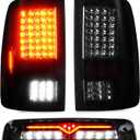Tresound Tail Light + 3rd Brake Light for Dodge Ram 1500 2009-2010, Ram 2500 3500 2010, Ram 1500 2500 3500 2011-2018, NOT Compatible w/Original LED version, only fit Factory Halogen Model (Black Smoked)