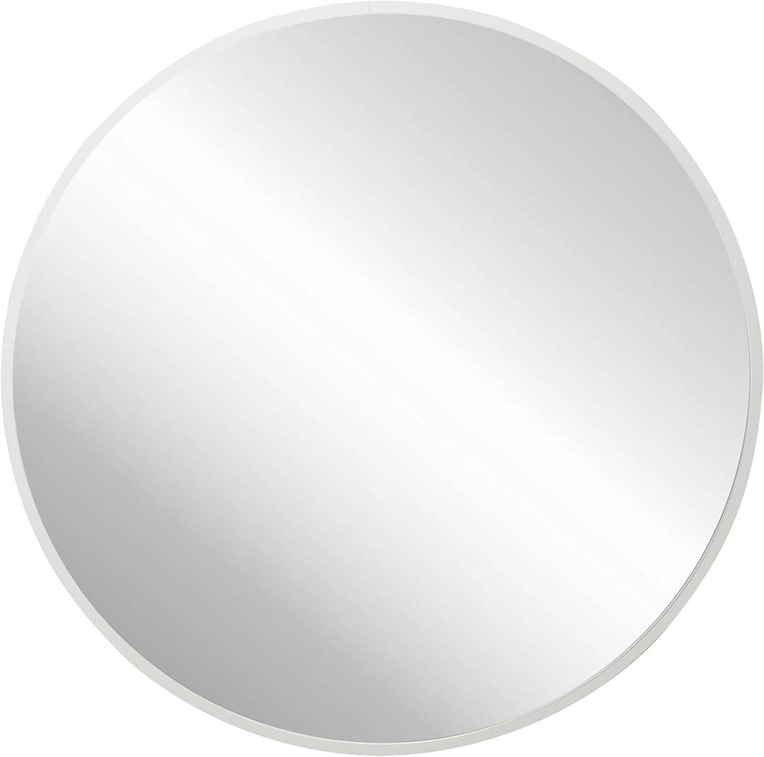 FrameWorks 20" Deluxe Contemporary White Circular Aluminum Mirror