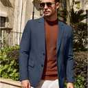 Vssjavun Mens Sport Coats Casual Blazer Two Button Lightweight Suit Jacket (Blue, L)