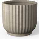 Kante Round Fulted Planter, 11 Inch Dia Large Concrete Plant Pots with Drainage Hole and Rubber Plug, Modern Decor for Indoor Outdoor Plants, Flower, Weathered Concrete, 11"Dia x 9.8"H