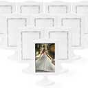Lawei 10 PCS Double Sided Standing Picture Frames 4x6 Inch, Plastic Pedestal Photo Frame Bulk, White Vertical Picture Holder with Inserts & Base, Display Picture Frames for Wedding, Table