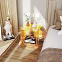 Acrylic Nightstand Colorful Bedside Table with Open Storage Shelf,Clear Side Table for Living Room (1, Yellow)
