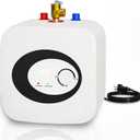 2.5 Gallon Mini Tank Electric Water Heater, 1500W 110V/120V, Under Sink Water Heater with Digital Display & Pressure Relief Valve, Hot water heater for Kitchen Bathroom RV Camper, Includes 2 Hoses