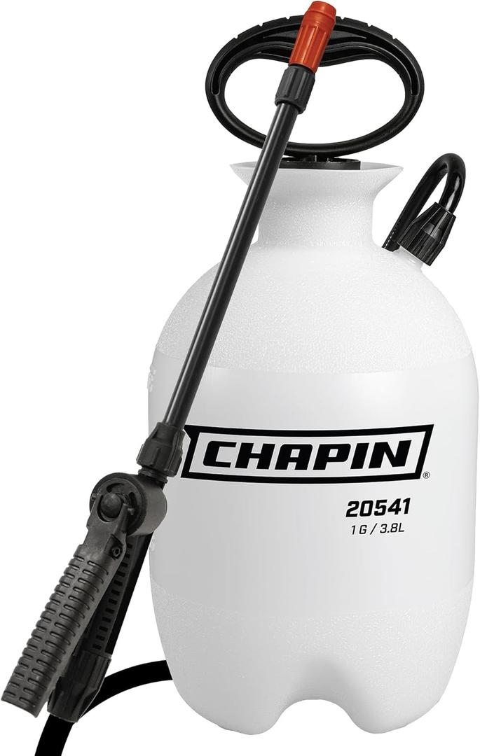 Chapin 20541 Pump Sprayer, 1‑Gallon, Foaming, Lawn & Garden, Translucent Poly Tank, Adjustable Nozzles, Anti‑Clog Filter, 12" Wand & 34" Reinforced Hose for Weed, Pest & Fertilizer Applications