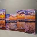 SATINO 5 Pieces Modern Large Canvas Coastal Wall Art Sun Rays Bursting Forth On Colorful Ocean Sunset with Flying Birds Pictures for Living Room Bathroom Bedroom Home Office Wall Decor